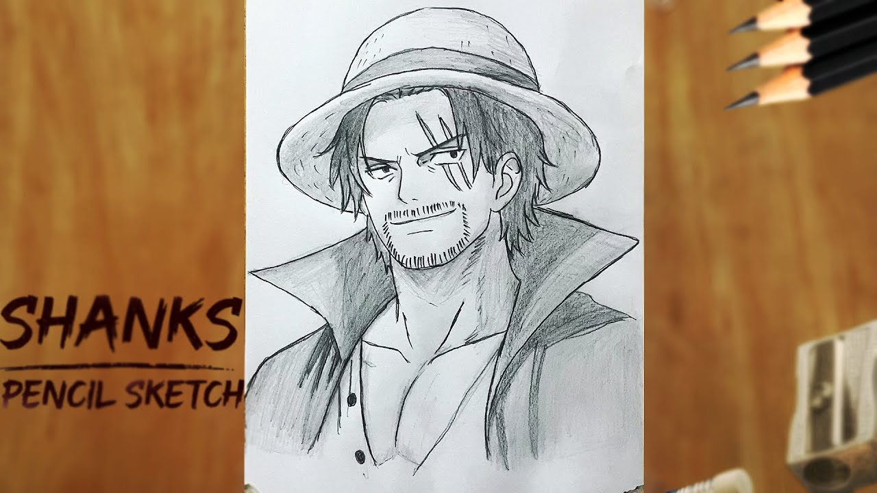 Shanks Pencil Sketch | Red-Haired Emperor in Pure Anime Art