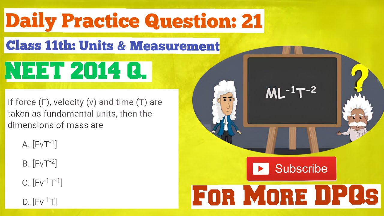 NEET 2014_If force, velocity and time are taken as fundamental units then the dimensions of mass are