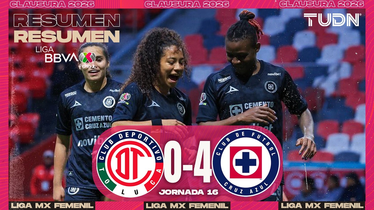 RESUMEN Y GOLES - Toluca vs Cruz Azul | Liga MX Femenil - Jornada 15 Clausura 2026 | TUDN
