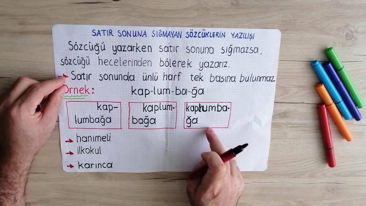 SATIR SONUNA SIĞMAYAN S&Ouml;ZC&Uuml;KLERİ  AYIRMA