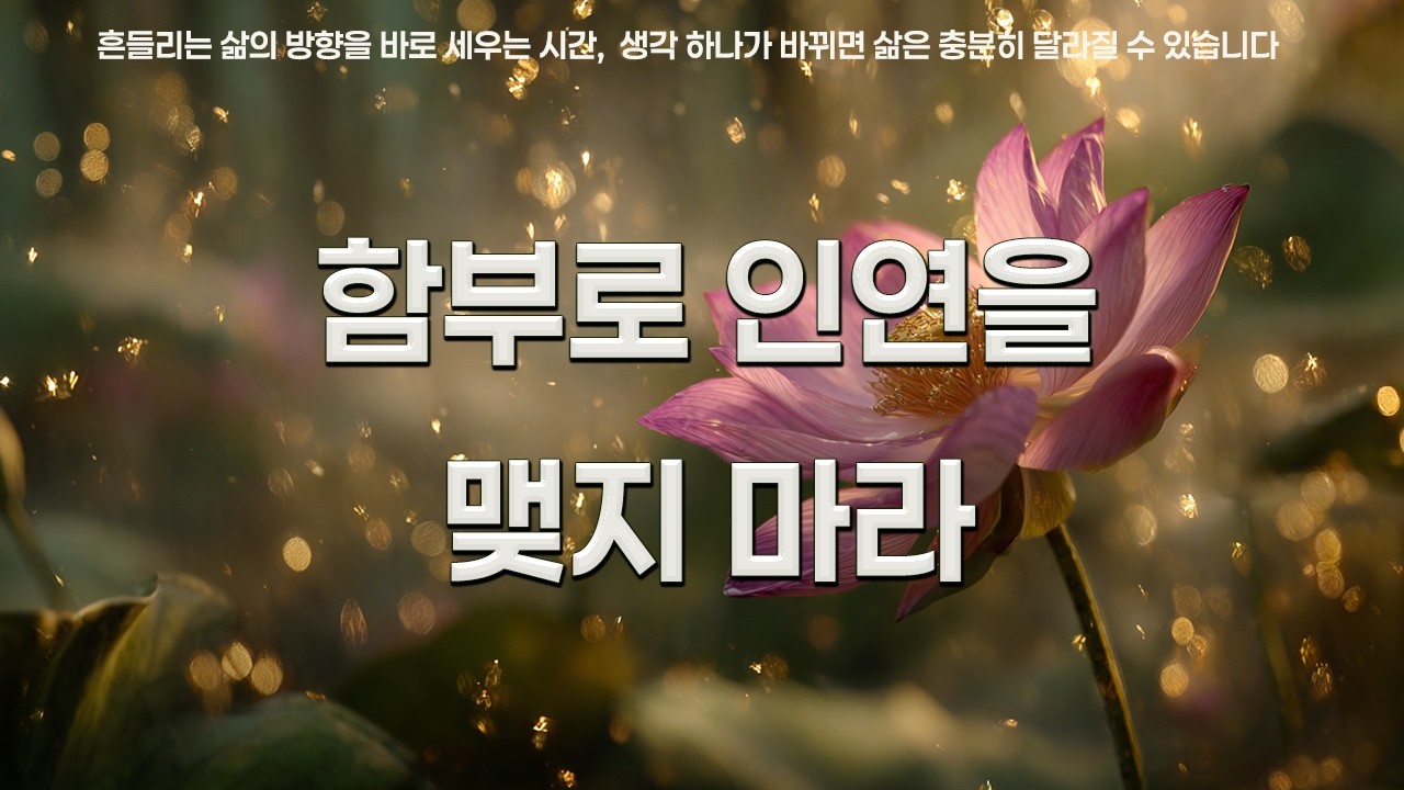 함부로 인연을 맺지 마라 | 법정스님 | 공자 | 노자 | 에픽테토스 | 칼융 | 인생을 바꾸는 명언