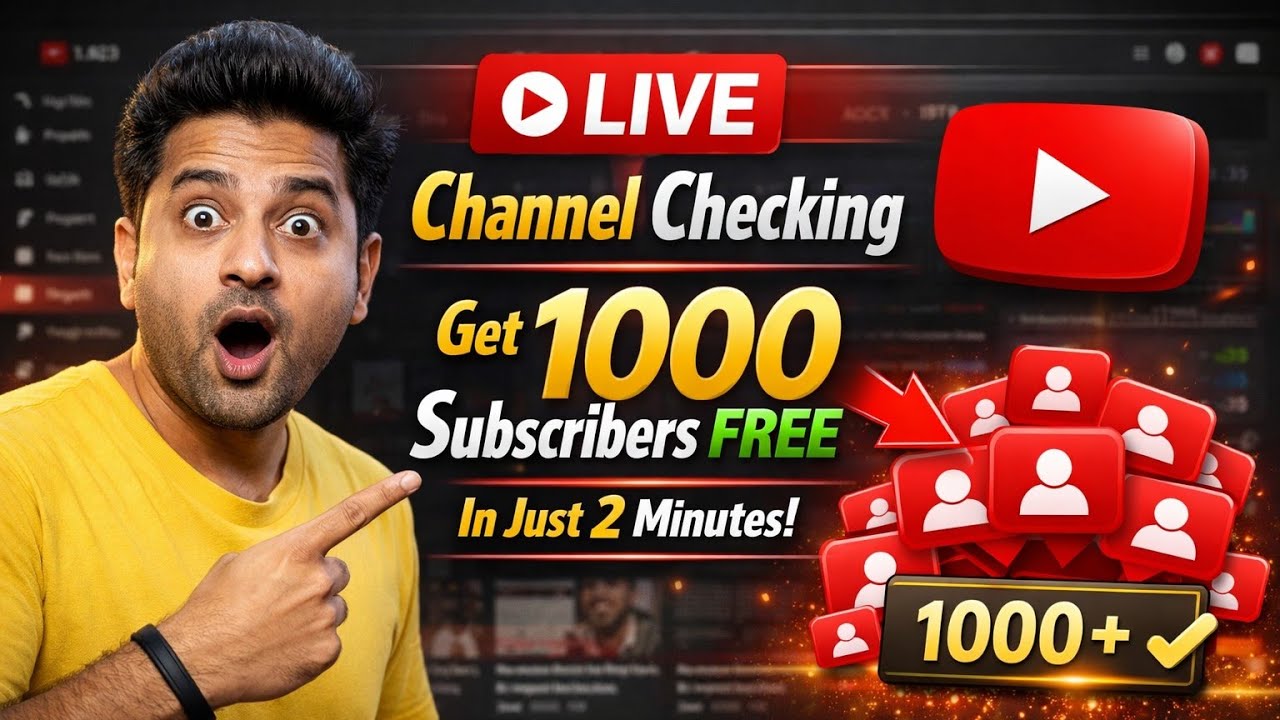 Live channel Chaking ✅ Get 1000 Subscribers free 🤑 in just 2 minute