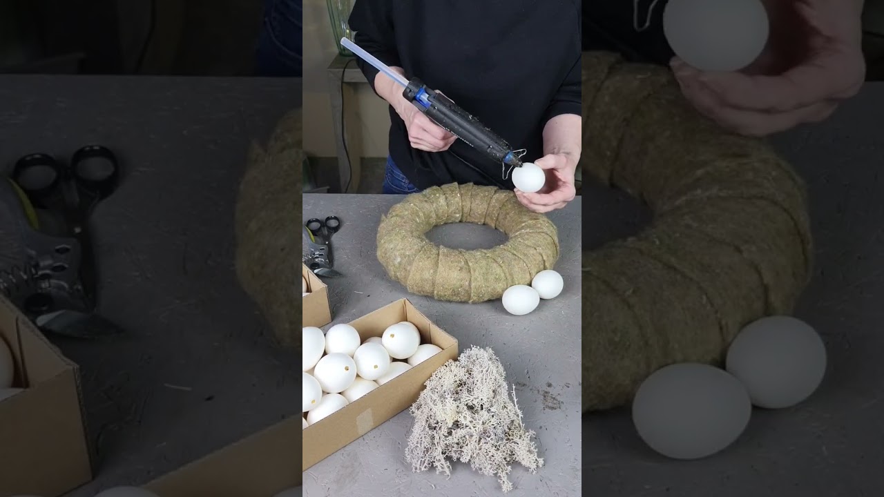 Nat&uuml;rlicher Osterkranz mit H&uuml;hnereiern 🐔