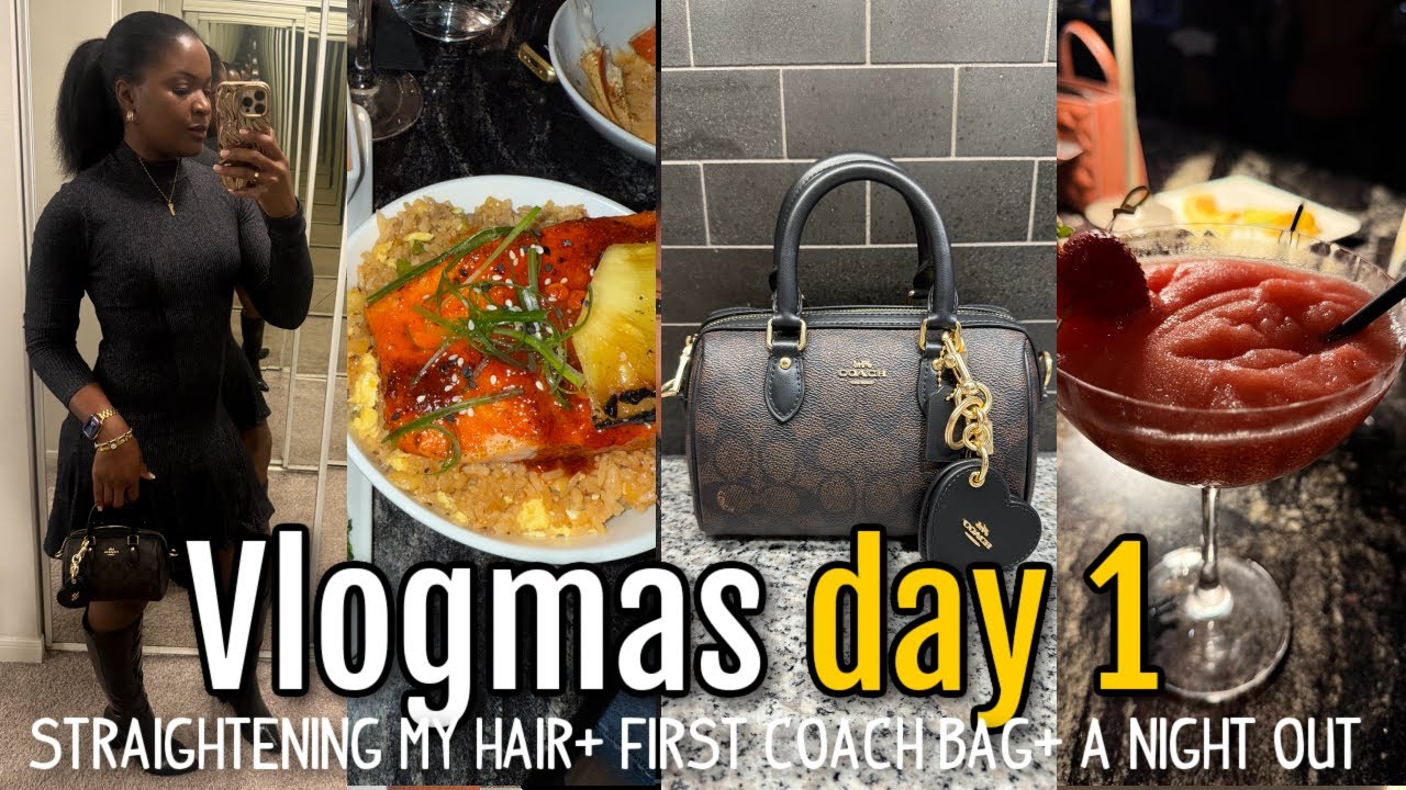 ВЫПРЯМЛЕНИЕ НАТУРАЛЬНЫХ ВОЛОС + МОЯ ПЕРВАЯ СУМКА COACH + НОЧЬ В ГОРОДЕ | VLOGMAS ДЕНЬ 1
