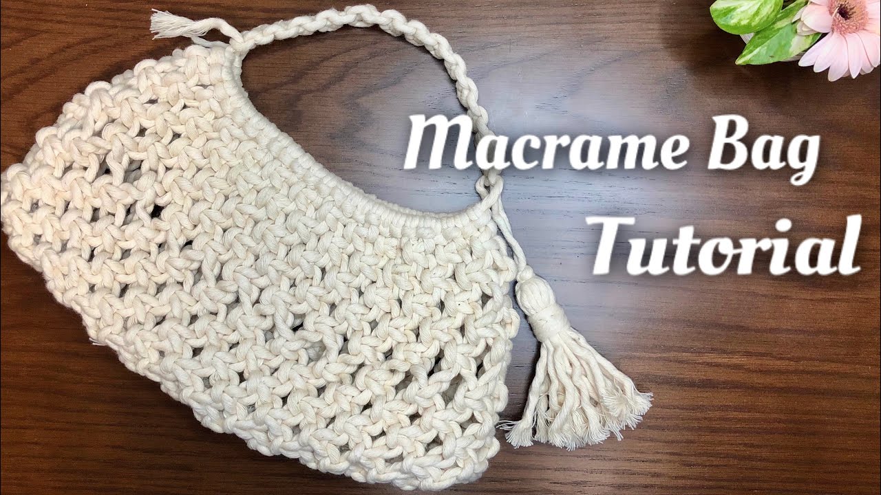 マクラメバッグの作り方｜初心者さんでも簡単マクラメ編みバッグ｜DIY How To Make Macrame bag/purse Tutorial
