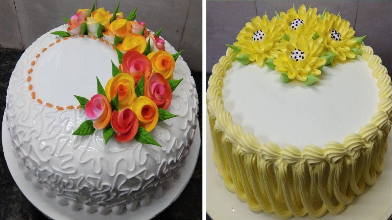 How to make Two Amazing Birthday flowers cake decorating |Pineapple cake flowers easy design