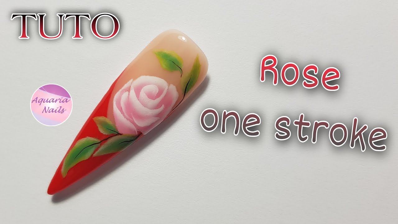 Tuto rose one stroke | Nail art | Art gel M'Nails