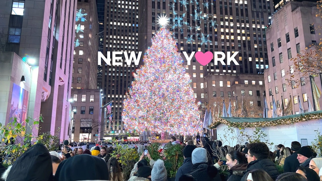 🇺🇸Рождественские огни и праздничная прогулка по Нью-Йорку🎄💂🏼— Рождественская елка у Рокфеллер-центра