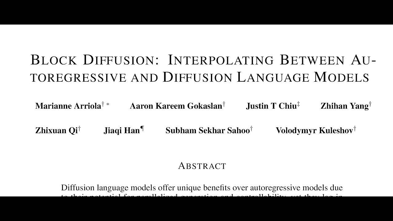[QA] Block Diffusion: Interpolating Between Autoregressive and Diffusion Language Models