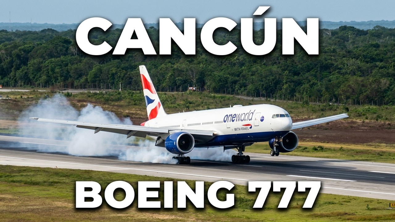 Llegada a Cancún de los Boeing 777-200 de KLM, British Airways y Air France - Ultra HD -