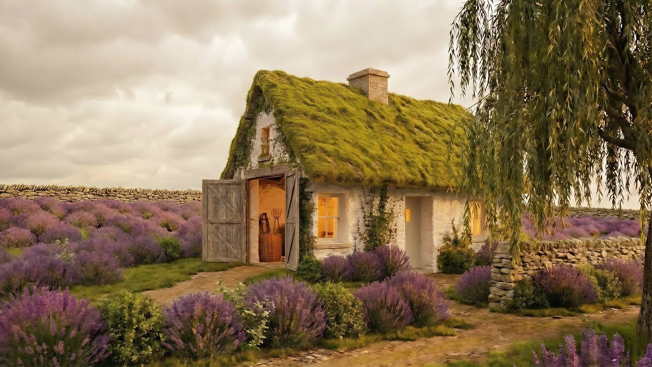 ​A Cup of Lavender Peace: Watching the Purple Fields from the Window - 1 hour calm music