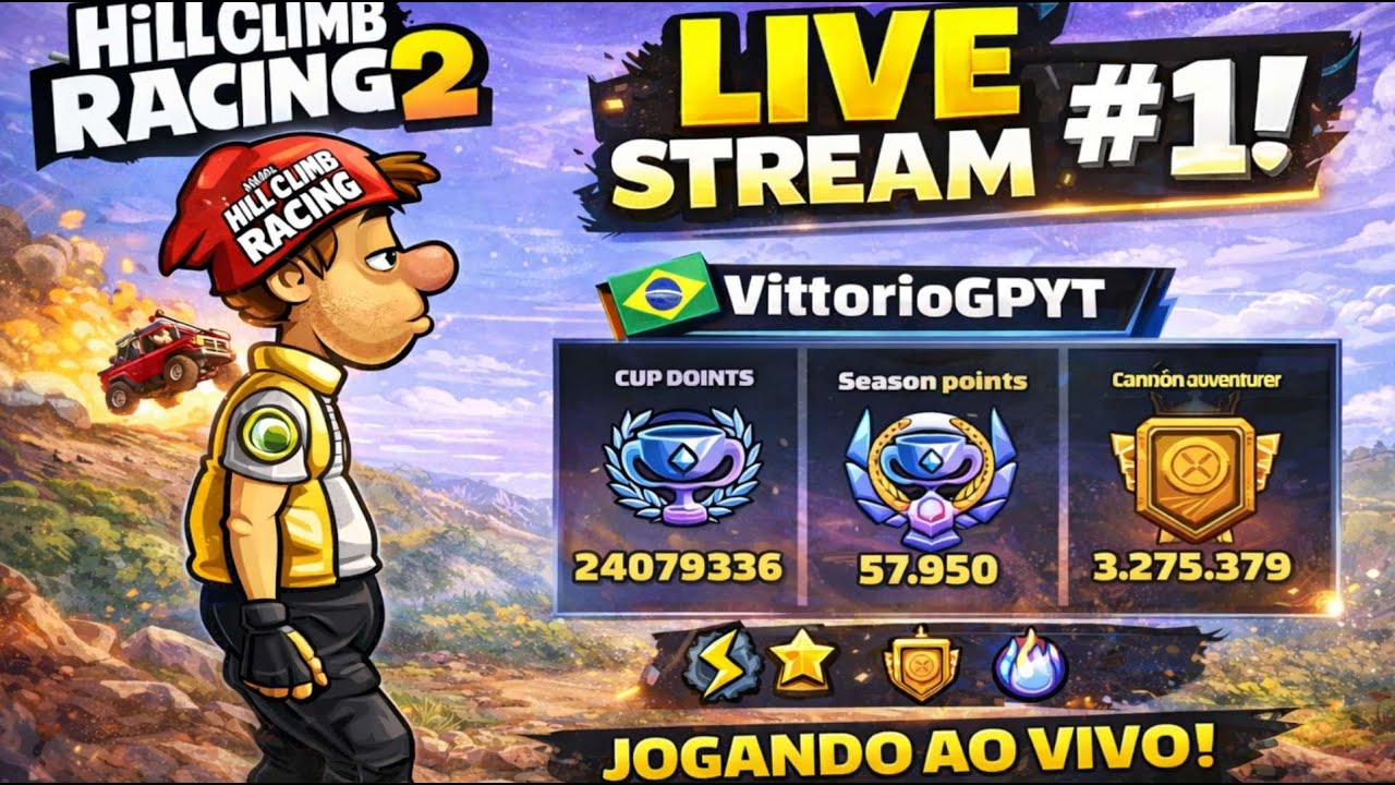Hill Climb Racing 2 LIVE STREAM #1 - PRIMEIRA VEZ JOGANDO HILL CLIMB RACING 2 NO PC!