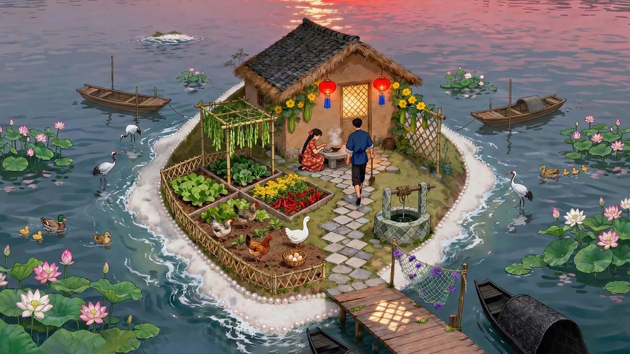 Peaceful Life on The Island: Harvesting Crops, Growing Flowers & Fishing  | Ghibli-Style Video