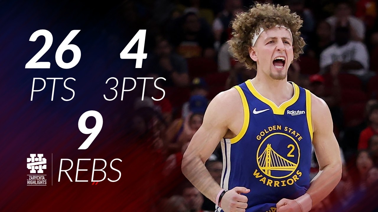 Brandin Podziemski 26 pkt. 4 tr&oacute;jki 9 zbi&oacute;rek przeciwko Rockets sezon 25/26