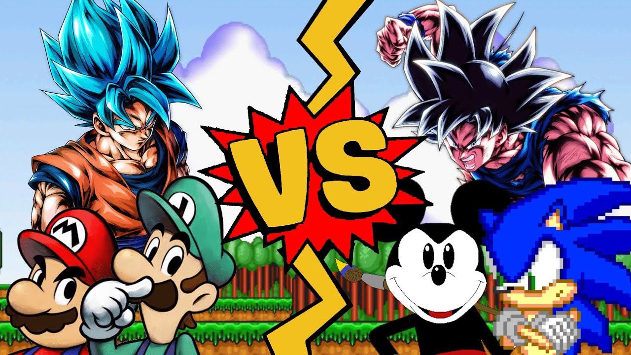 M.U.G.E.N Battles | Mario/Luigi/Goku Super Saiyan Blue vs Mickey Mouse/Goku Ultra Instinct/Sonic