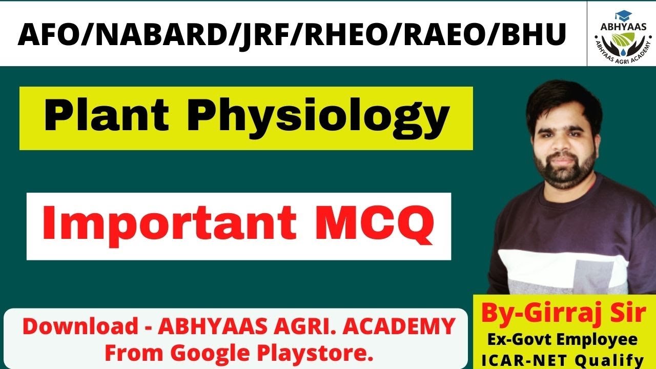 |PLANT PHYSIOLOGY MCQ | AFO | RHEO | RAEO | SADO | NABARD | BHU| JRF| NSC| NFL|