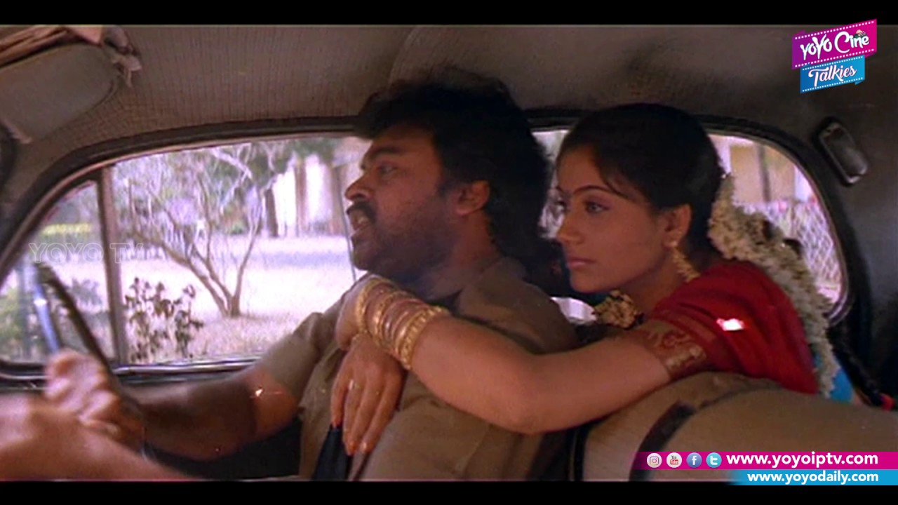 Chiranjeevi and  Vijayashanti Funny Comedy Scene In Car | Gang Leader Movie | YOYO Cine Talkies