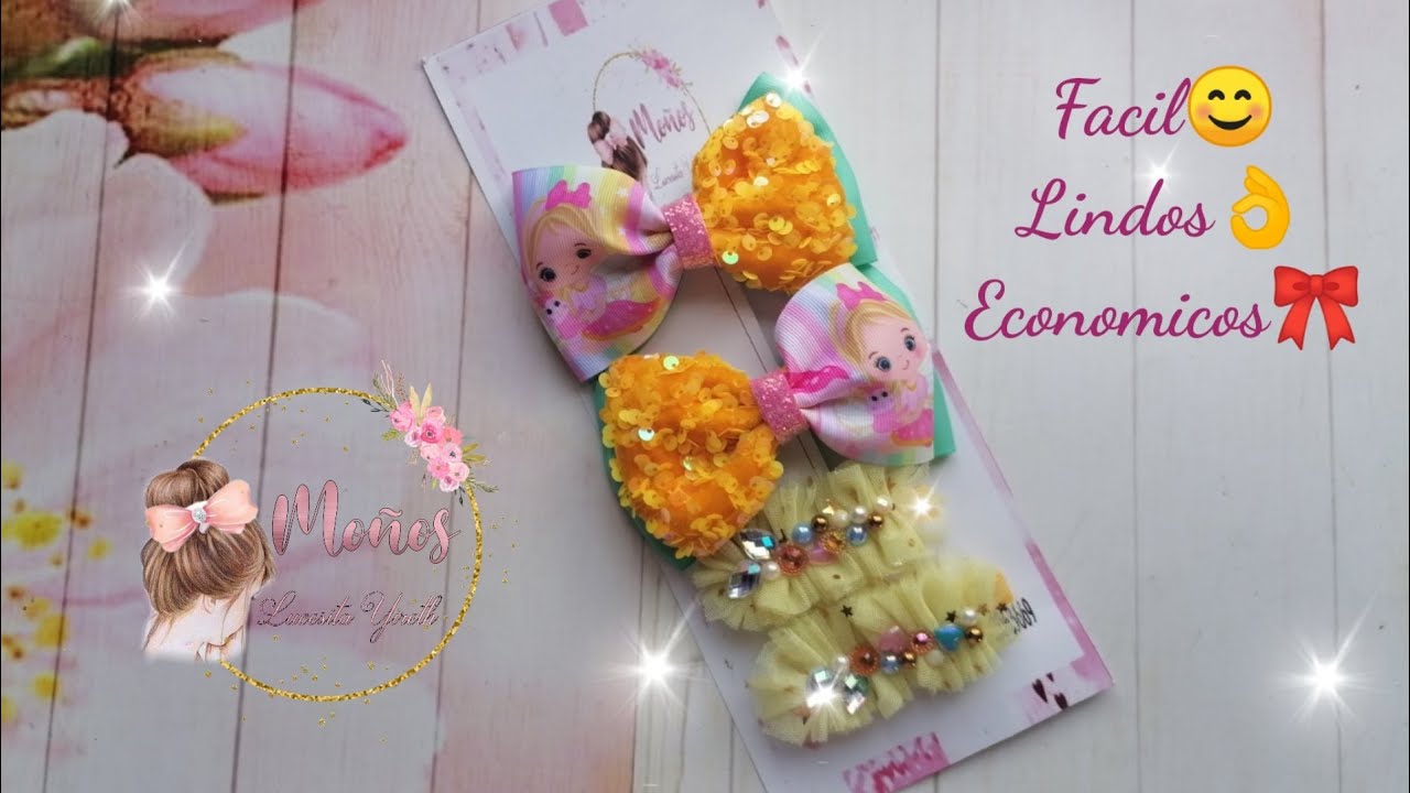 Cómo Realizar Par de Moñitos,Lindos👌Fáciles😊Y Económicos🎀listones de 7.5 CM