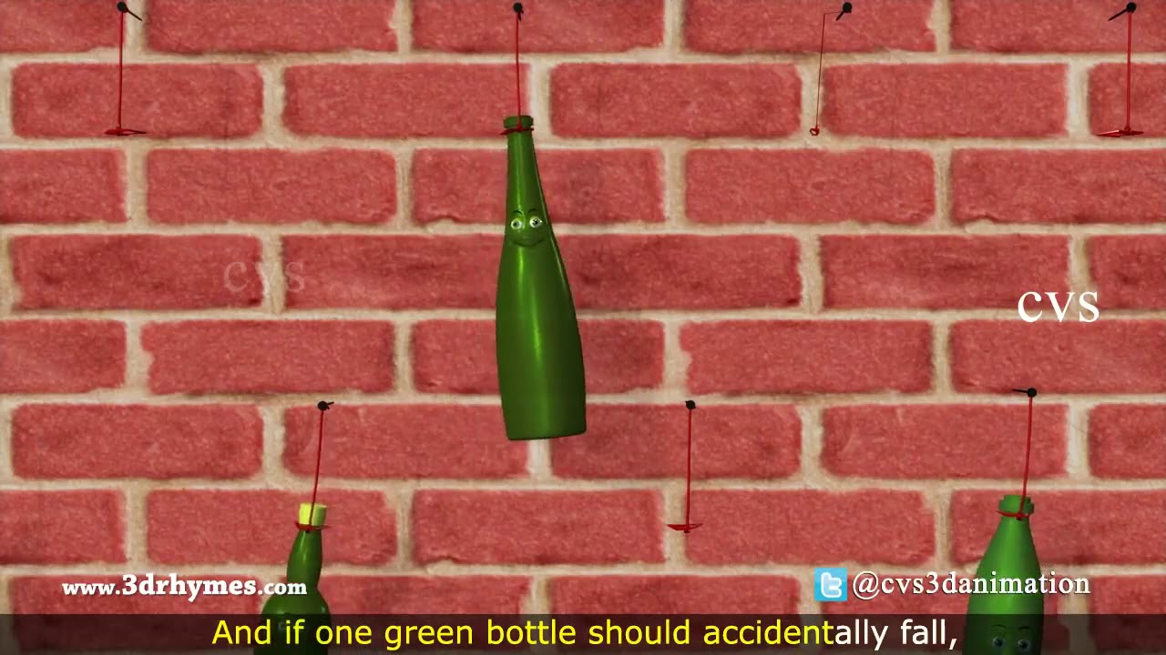 Ten Green Bottles Hanging on the Wall | 3D Animation Nursery Rhyme For children