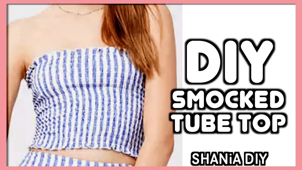 DIY Stretchy Tube Top Smocked Top with Stripes || SHANiA DIY