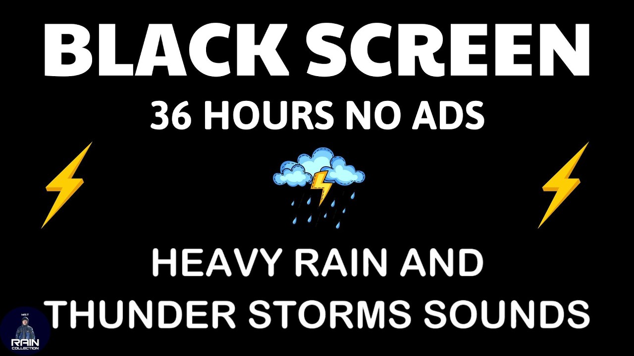 🔴 Heavy Rain and Thunder Sounds for Sleeping - Black Screen | Fall Asleep Fast, Live