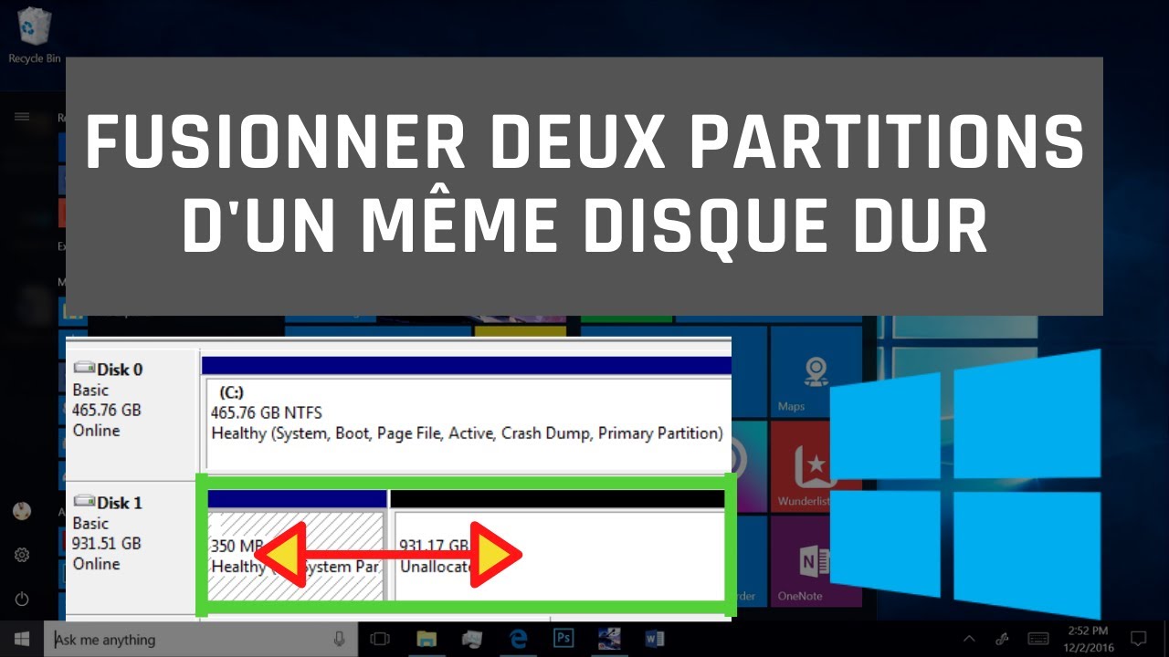 Comment fusionner deux partitions d'un m&ecirc;me disque dur sous Windows 10