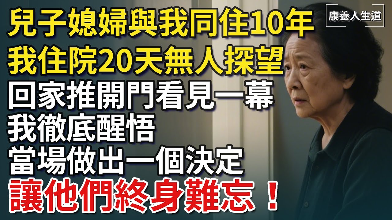兒子媳婦與我同住10年，我住院20天無人探望，回家推開門看見一幕，我徹底醒悟，當場做出一個決定，讓他們終身難忘！​【康養人生道】 #康養人生道 #上了年紀該明白的事 #養老 #聰明老人 #長壽秘密