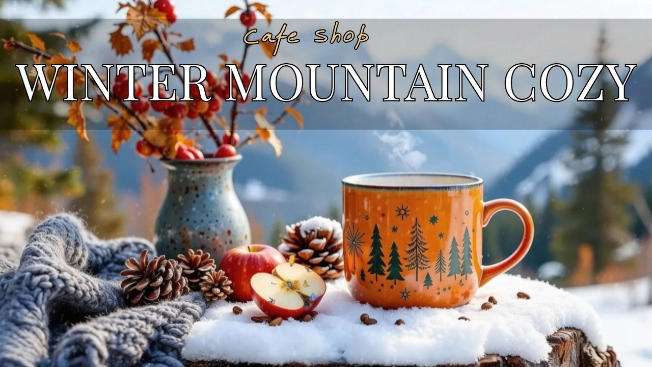 Cozy Winter Mountain Ambience ☕ Relaxing Coffee Sounds & Snowy Nature for Study, Sleep & Relax