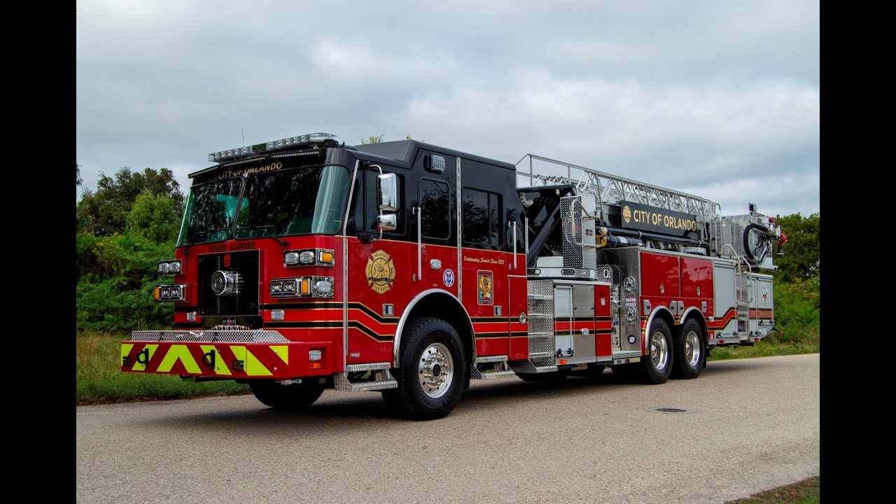 SFEV- Orlando Fire Department's new Sutphen SPH100 aerial platform  (HS7384) - Tower 10