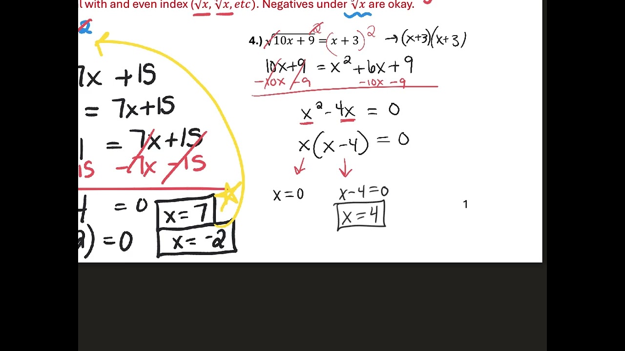A2 4.5 Notes Solving Radical Equations