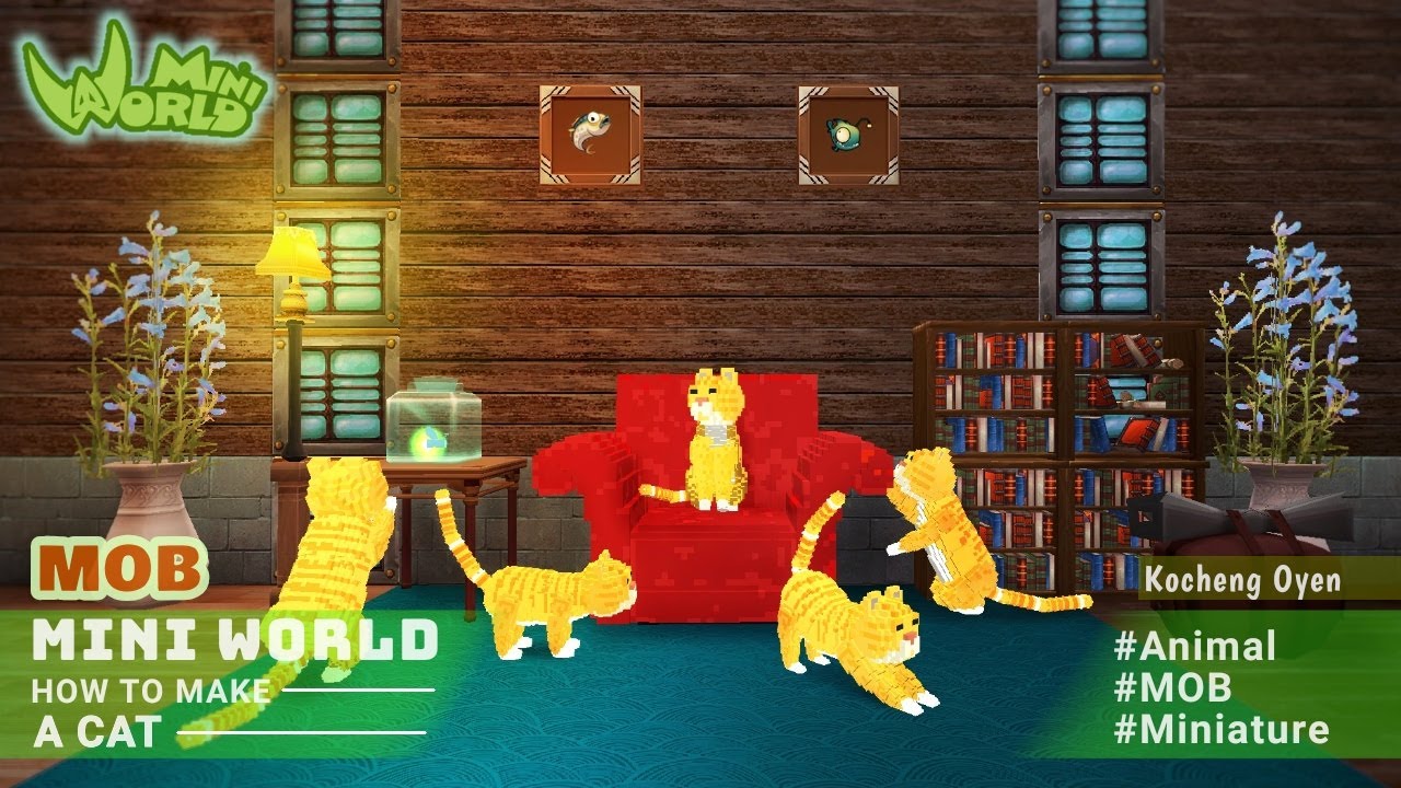 Mini World Block Art : Tutorial - How To Make A Cat [MOB]