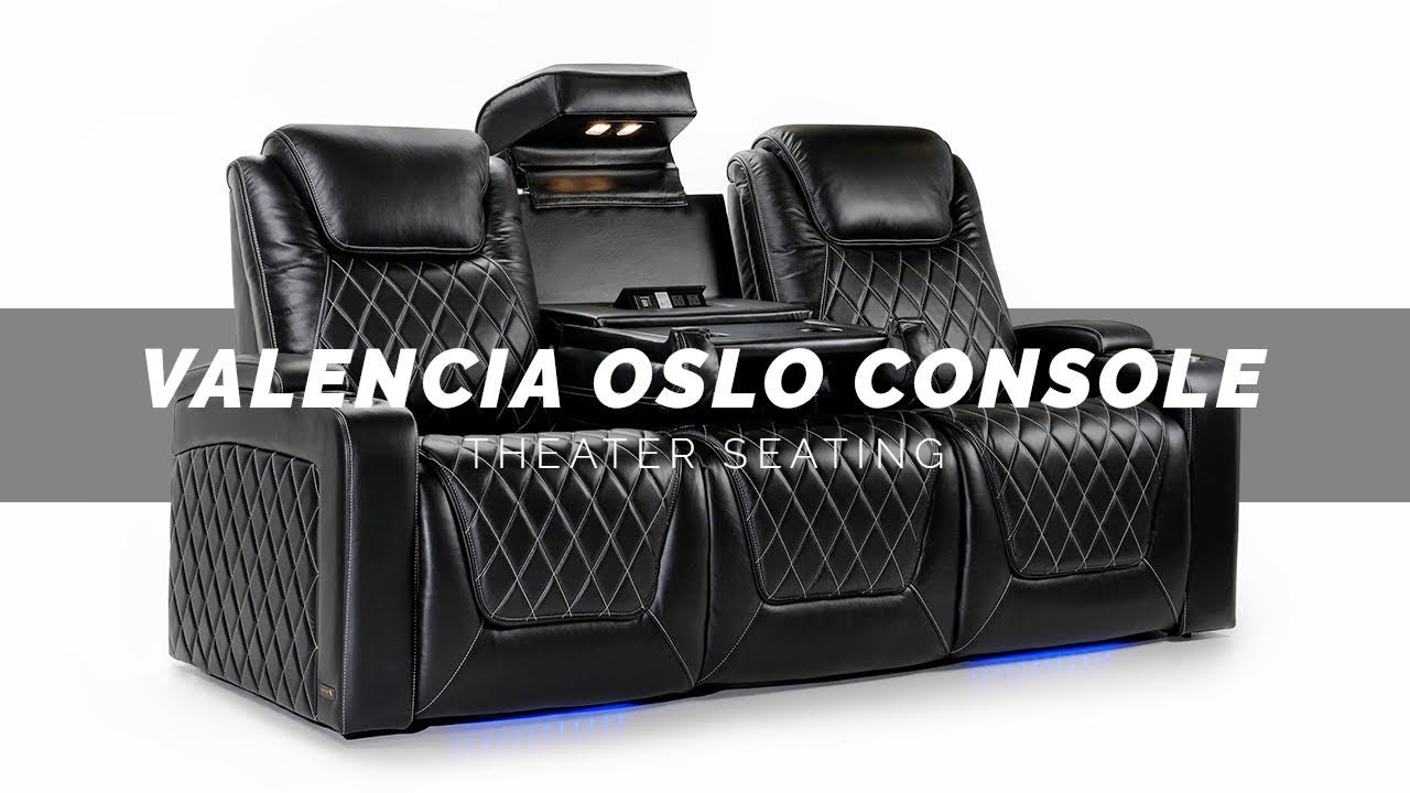 Valencia Theater Seating: Oslo Console | Premium 11000 Top-Grain Leather | Motorized Recliner