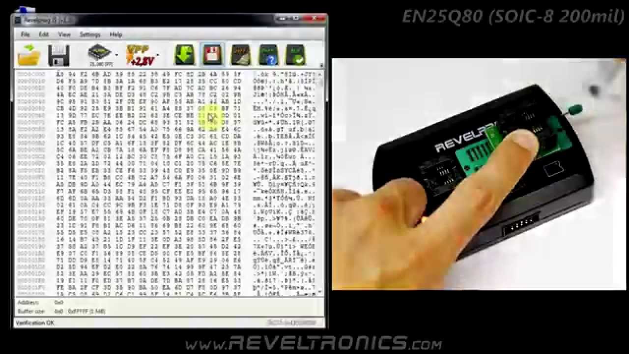 EN25Q80 flash spi bios programming with REVELPROG-IS