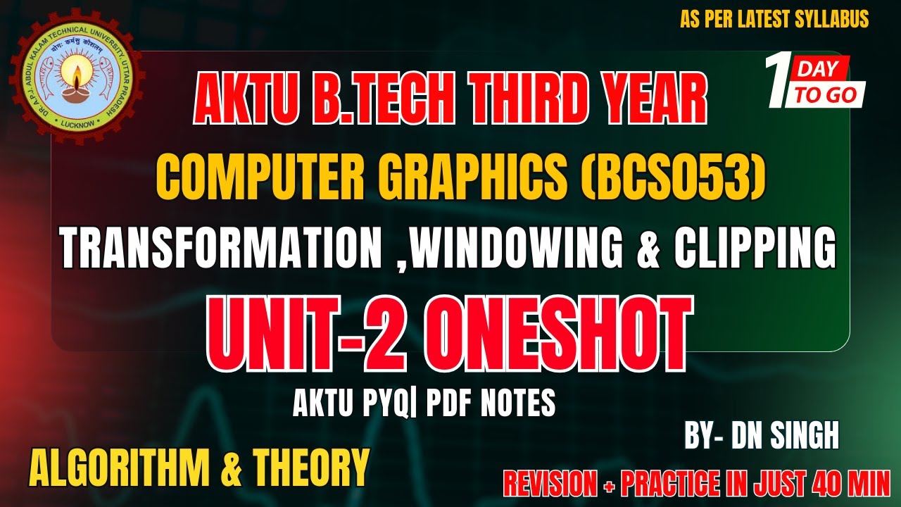 Computer Graphics Unit 2 Oneshot | Transformation,Windowing & Clipping | CG Oneshot | CAMPUS CIRCUIT
