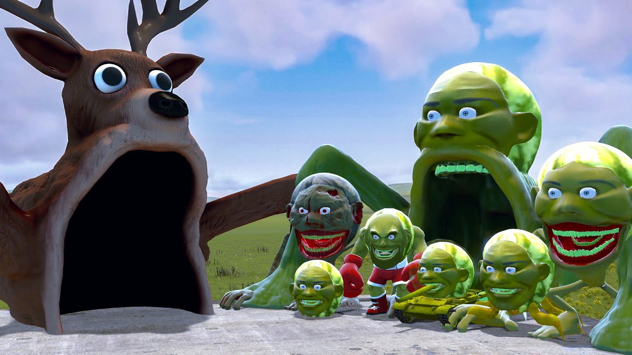 NEW CURSED SEA EATER DEER MONSTER ROBLOX VS ALL LIN GANG MELON ARMY In Garry's Mod!