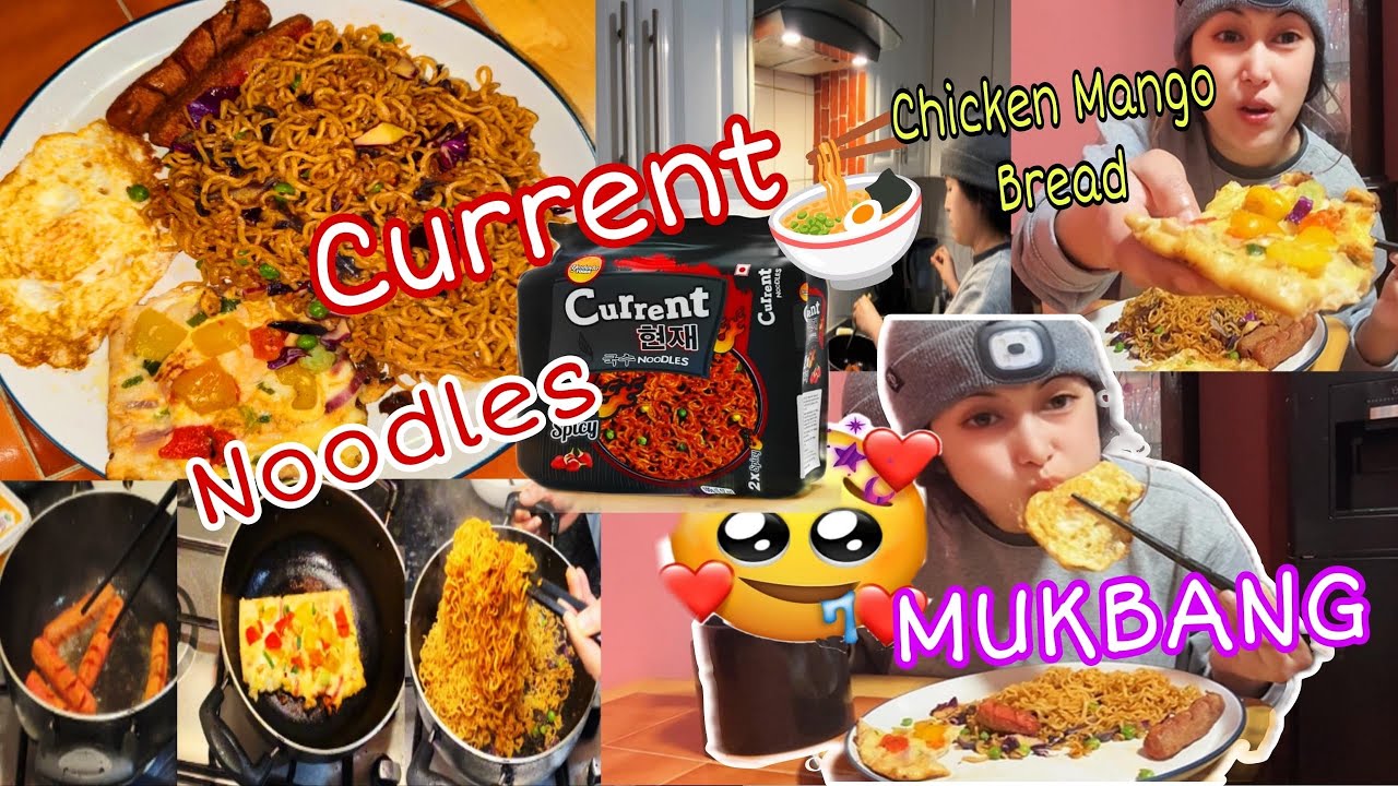 Epic Mukbang Challenge: Current Noodles & Irresistible Chicken Mango Breads Feast!🍜🍗🥭