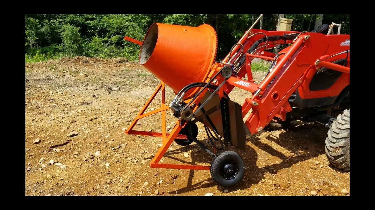 Old Concrete Mixer Converted to Tractor Mounted & Hydraulically Powered