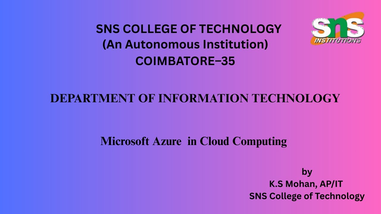 Microsoft Azure|Cloud Computing|SNS Institutions 
