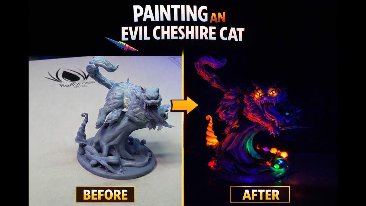 Painting an Evil Cheshire Cat with Neon Paint