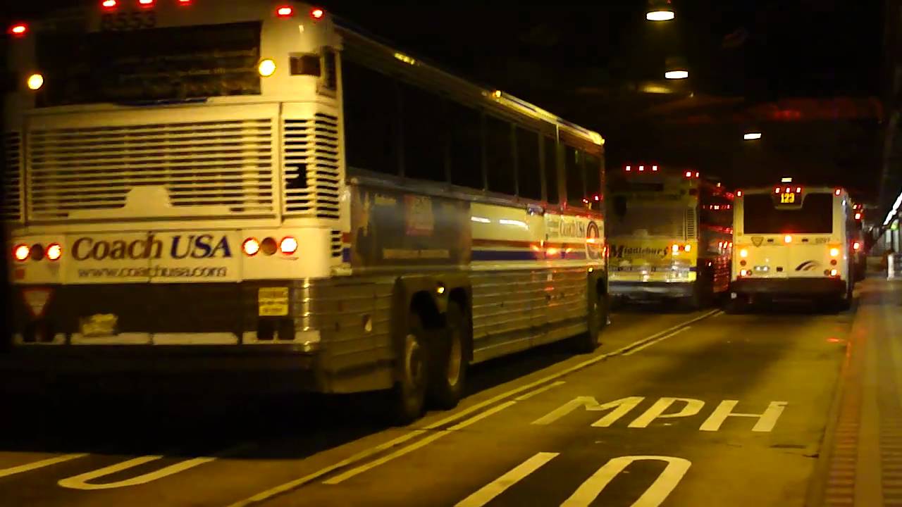 A Parade Of New Jersey Transit Buses In The Port Authority Bus Terminal