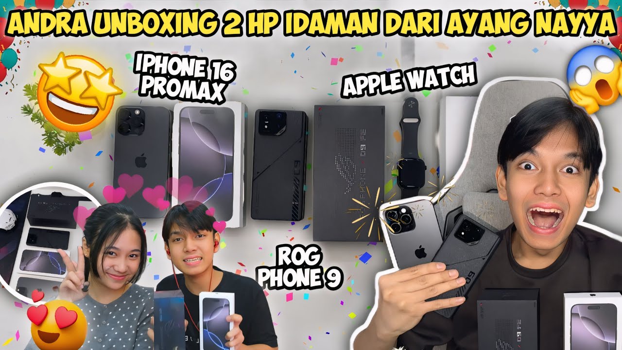 ANDRA UNBOXING 2 HP IDAMAN SEMUA PLAYER FF! SPESIAL KADO NAYYA HAPPY NYA GA KIRA KIRA😱