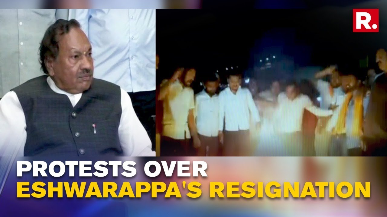 KS Eshwarappa Supporters Protest Over Ministers' Resignation Amid Row Over Contractor's Death