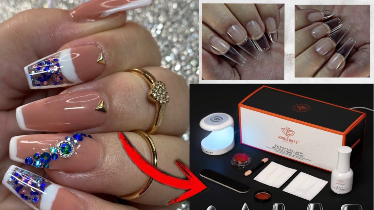 Affordable ModelOnes DIY Acrylic Nail Tips Kit Review & Tutorial! Also great as Press Ons. 💅 AT 🏠