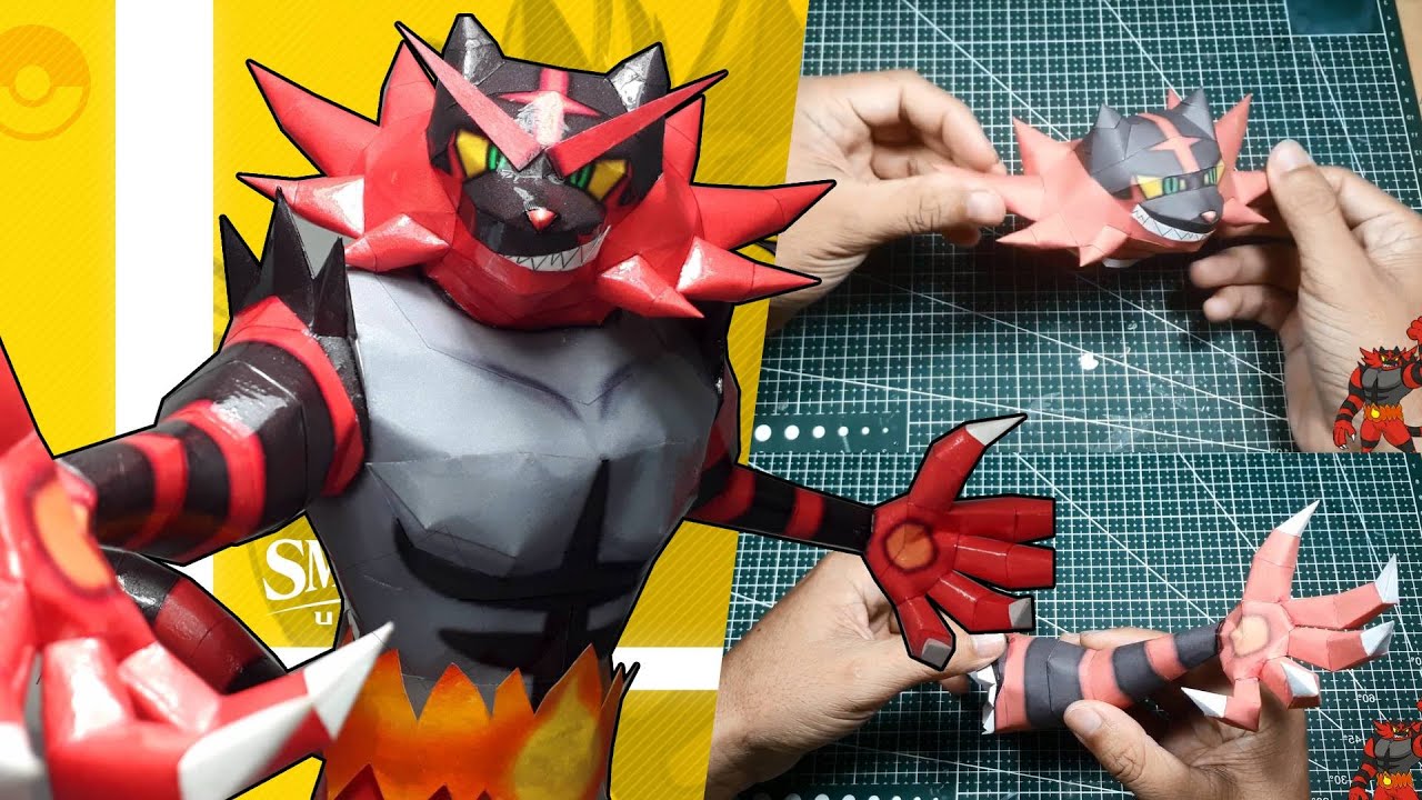 INCINEROAR : Excels at violent, | Pokemon PaperCraft | modelo de papel | 종이 모델 | 紙モデル