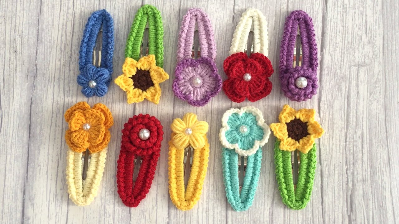 Crochet Flowers Hair Clip Beatiful hairpin crochet tutorial