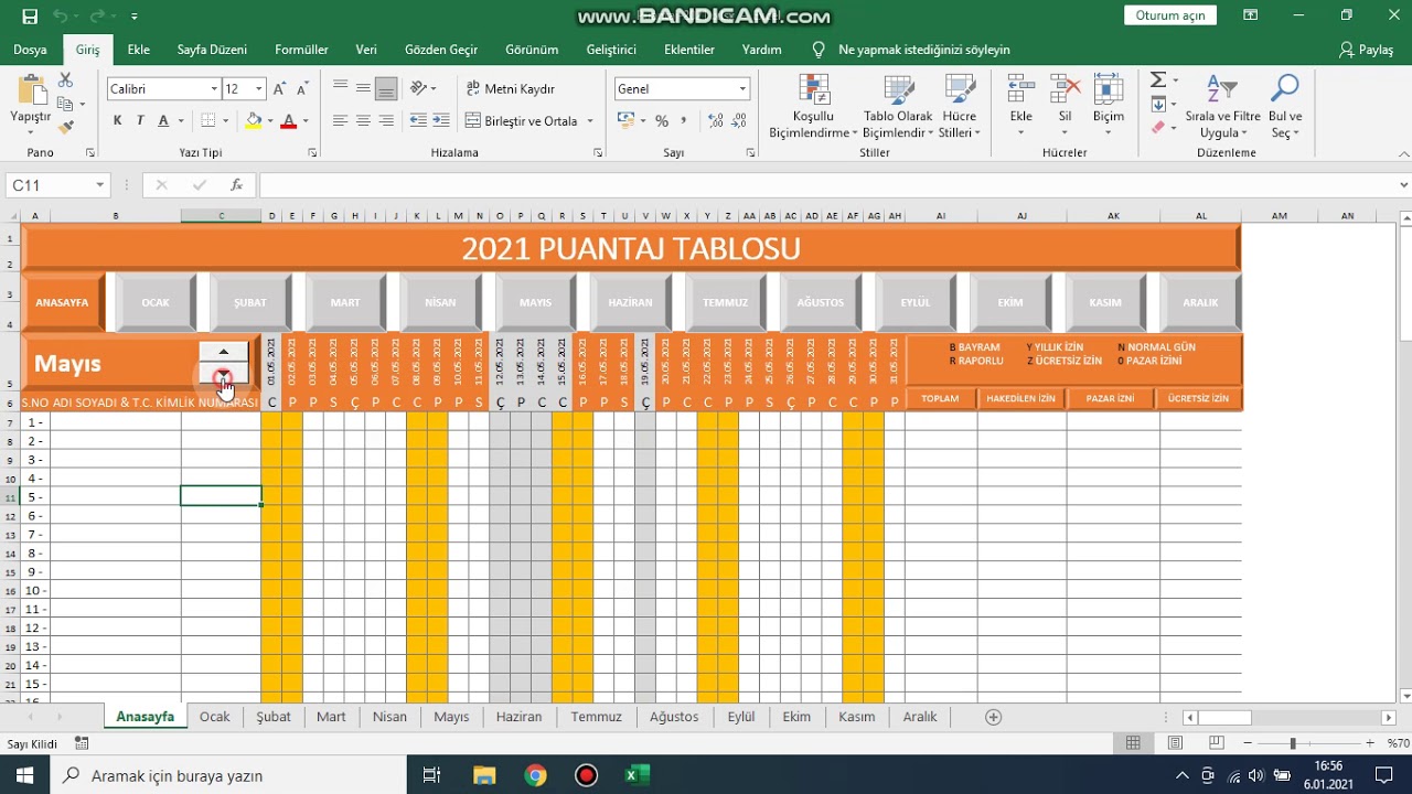 puantaj &ccedil;alışması