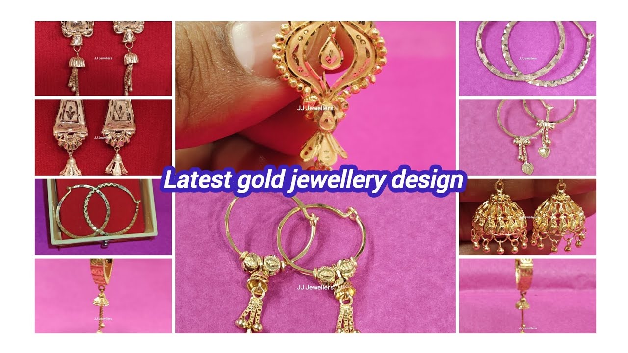 Latest gold jewellery design earrings tops, rajkot bali, jhumka earrings hoop earrings,gold Bali 