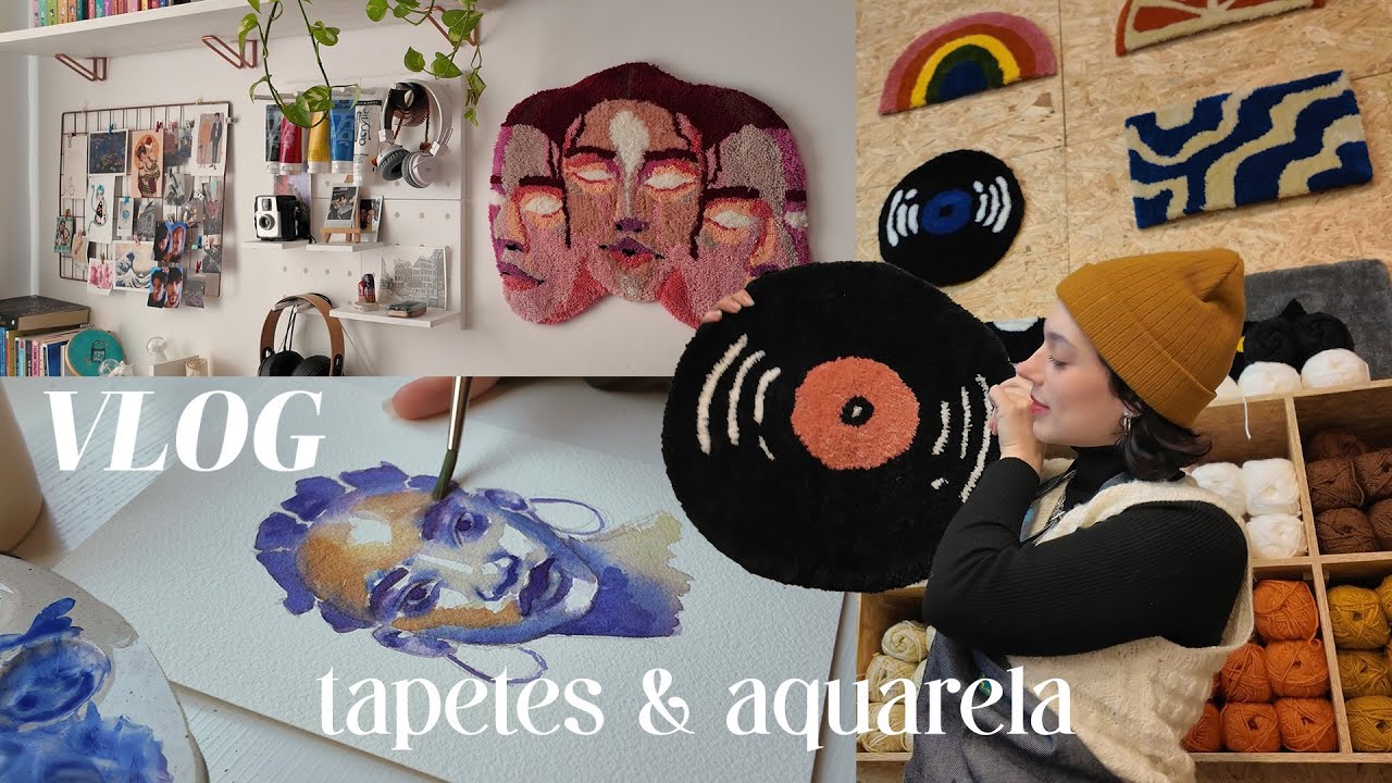 fazendo um tapete, a volta do meu curso de aquarela & pintando um retrato | ART VLOG 🎨✧
