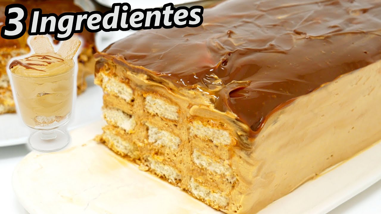 POSTRE con solo 3 INGREDIENTES de DULCE de LECHE 🍰🥧¡PASTEL SIN HORNO, SIN GELATINA!🍰🥧Receta # 745