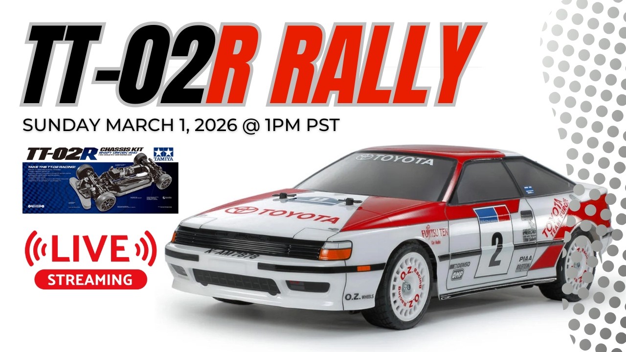 🔴LIVE: MARCH 2026 - Tamiya TT-02R Rally Car Build - March 1, 2026 1PM PST